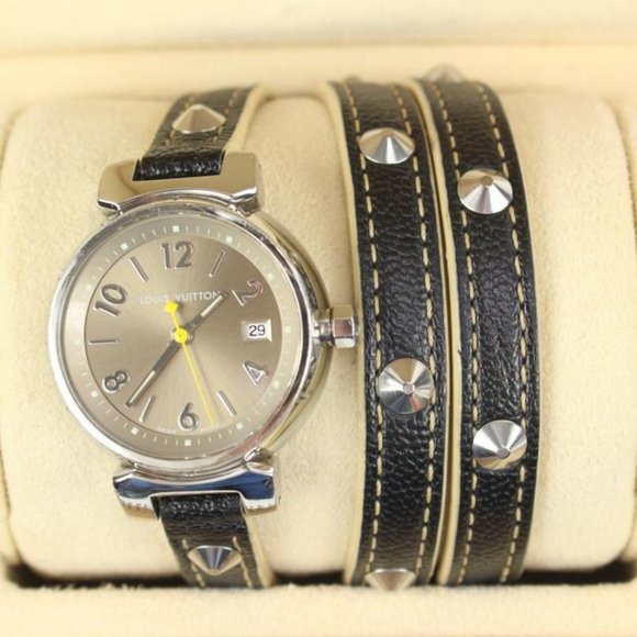Louis Vuitton Triple Coiled Q1212 Tambour Watch 28mm Quartz 25lv37s - Picture 1 of 12